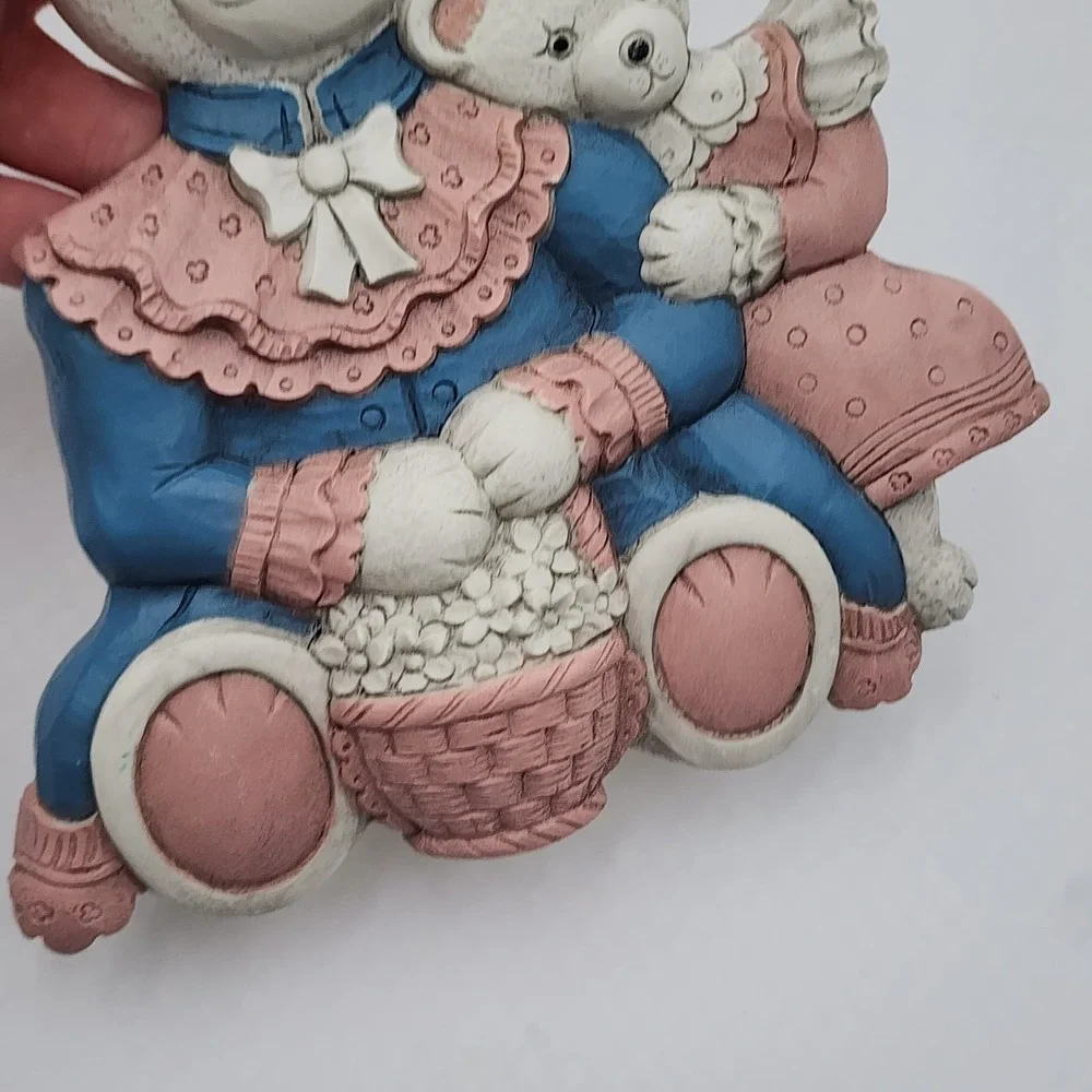 Vintage HOMCO Teddy Bear Family Storytime Wall Plaque 2 Pieces Wall Plaque 7604